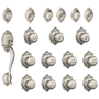 Schlage Brookshire Complete House Door Hardware Package with Georgian Interior Knobs and Single Cylinder Exterior Front Door Handleset Satin Nickel