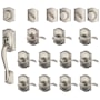 Schlage Camelot Complete House Door Hardware Package with Accent Interior Levers and Left Handed Exterior Front Door Handleset Satin Nickel