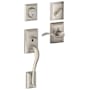 Schlage Addison Left Handed Sectional Single Cylinder Keyed Entry Handleset with Accent Lever with Decorative Addison Trim Satin Nickel