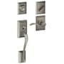 Schlage Addison Right Handed Sectional Single Cylinder Keyed Entry Handleset with Accent Lever with Decorative Addison Trim Distressed Nickel