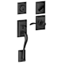 Schlage Addison Right Handed Sectional Single Cylinder Keyed Entry Handleset with Accent Lever with Decorative Addison Trim Matte Black