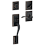 Schlage Addison Right Handed Sectional Single Cylinder Keyed Entry Handleset with Accent Lever with Decorative Addison Trim Aged Bronze