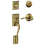 Schlage Addison Left Handed Sectional Single Cylinder Keyed Entry Handleset with Accent Lever Antique Brass