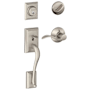 Schlage Addison Left Handed Sectional Single Cylinder Keyed Entry Handleset with Accent Lever Satin Nickel