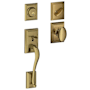 Schlage Addison Sectional Single Cylinder Keyed Entry Handleset with Siena Knob with Decorative Addison Trim Antique Brass