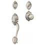 Schlage Brookshire Sectional Single Cylinder Keyed Entry Handleset with Georgian Knob with Decorative Brookshire Trim Satin Nickel