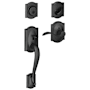 Schlage Camelot Left Handed Sectional Single Cylinder Keyed Entry Handleset with Accent Lever with Decorative Camelot Trim Matte Black