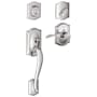 Schlage Camelot Left Handed Sectional Single Cylinder Keyed Entry Handleset with Accent Lever with Decorative Camelot Trim Polished Chrome