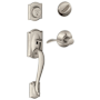 Schlage Camelot Left Handed Sectional Single Cylinder Keyed Entry Handleset with Accent Lever Satin Nickel