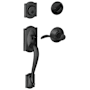Schlage Camelot Right Handed Sectional Single Cylinder Keyed Entry Handleset with Accent Lever Matte Black