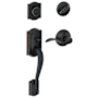 Schlage Camelot Right Handed Sectional Single Cylinder Keyed Entry Handleset with Accent Lever Aged Bronze