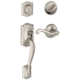 Schlage Camelot Right Handed Sectional Single Cylinder Keyed Entry Handleset with Flair Lever Satin Nickel