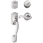 Schlage Camelot Right Handed Sectional Single Cylinder Keyed Entry Handleset with Flair Lever Polished Chrome