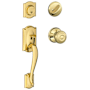 Schlage Camelot Sectional Single Cylinder Keyed Entry Handleset with Georgian Knob Polished Brass