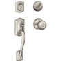 Schlage Camelot Sectional Single Cylinder Keyed Entry Handleset with Georgian Knob Satin Nickel