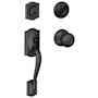 Schlage Camelot Sectional Single Cylinder Keyed Entry Handleset with Georgian Knob Matte Black