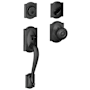 Schlage Camelot Sectional Single Cylinder Keyed Entry Handleset with Georgian Knob with Decorative Camelot Trim Matte Black