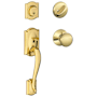 Schlage Camelot Sectional Single Cylinder Keyed Entry Handleset with Plymouth Knob Polished Brass