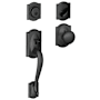 Schlage Camelot Sectional Single Cylinder Keyed Entry Handleset with Plymouth Knob with Decorative Camelot Trim Matte Black