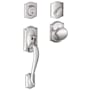 Schlage Camelot Sectional Single Cylinder Keyed Entry Handleset with Plymouth Knob with Decorative Camelot Trim Bright Chrome