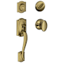 Schlage Camelot Sectional Single Cylinder Keyed Entry Handleset with Siena Knob Antique Brass