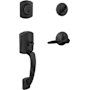 Schlage Greenwich Right Handed Sectional Single Cylinder Keyed Entry Handleset with Delfayo Interior Lever Matte Black