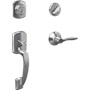 Schlage Greenwich Left Handed Sectional Single Cylinder Keyed Entry Handleset with Delfayo Interior Lever Bright Chrome