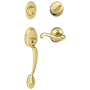 Schlage Plymouth Left Handed Sectional Single Cylinder Keyed Entry Handleset with Flair Lever Polished Brass