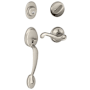 Schlage Plymouth Left Handed Sectional Single Cylinder Keyed Entry Handleset with Flair Lever Satin Nickel