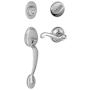 Schlage Plymouth Right Handed Sectional Single Cylinder Keyed Entry Handleset with Flair Lever Satin Chrome
