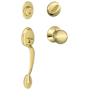 Schlage Plymouth Sectional Single Cylinder Keyed Entry Handleset with Orbit Knob Polished Brass