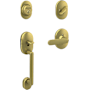 Schlage Remsen Sectional Single Cylinder Keyed Entry Handleset with Davlin Interior Lever Satin Brass