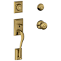 Schlage Addison Double Cylinder Handleset with Georgian Interior Knob from the F-Series Antique Brass
