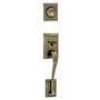 Schlage Double Cylinder Addison Handleset with Plymouth Interior Knob from the F-Series Antique Brass