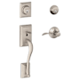 Schlage Addison Double Cylinder Handleset with Left Handed Interior Accent Lever from the F-Series Satin Nickel
