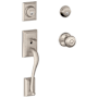 Schlage Addison Double Cylinder Handleset with Georgian Interior Knob from the F-Series Satin Nickel
