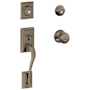Schlage Addison Double Cylinder Handleset with Georgian Interior Knob from the F-Series Antique Pewter