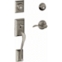 Schlage Addison Double Cylinder Handleset with Left Handed Interior Accent Lever from the F-Series Distressed Nickel