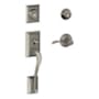Schlage Accent Right Handed Double Cylinder Keyed Entry Handleset with Addison Rose from the F-Series Distressed Nickel