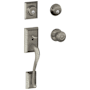 Schlage Addison Double Cylinder Handleset with Georgian Interior Knob from the F-Series Distressed Nickel