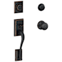 Schlage Addison Double Cylinder Handleset with Georgian Interior Knob from the F-Series Aged Bronze