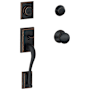 Schlage Double Cylinder Addison Handleset with Plymouth Interior Knob from the F-Series Aged Bronze