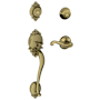 Schlage Brookshire Double Cylinder Handleset with Right Handed Interior Flair Lever from the F-Series Antique Brass
