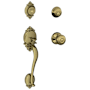 Schlage Brookshire Double Cylinder Handleset with Interior Georgian Knob from the F-Series Antique Brass