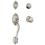 Schlage Brookshire Double Cylinder Handleset with Interior Georgian Knob from the F-Series Satin Nickel