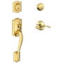 Schlage Double Cylinder Sectional Handleset with Left Handed Accent Interior Pack from the Camelot Collection Lifetime Polished Brass