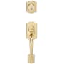 Schlage Camelot Double Cylinder Handleset with Georgian Interior Knob from the F-Series Lifetime Polished Brass