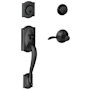Schlage Camelot Right Hand Double Cylinder Handleset with Accent Interior Lever from the F-Series Matte Black