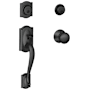 Schlage Double Cylinder Handleset with Plymouth Interior Knob from the F-Series Camelot Collection Matte Black