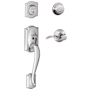 Schlage Camelot Right Hand Double Cylinder Handleset with Accent Interior Lever from the F-Series Bright Chrome